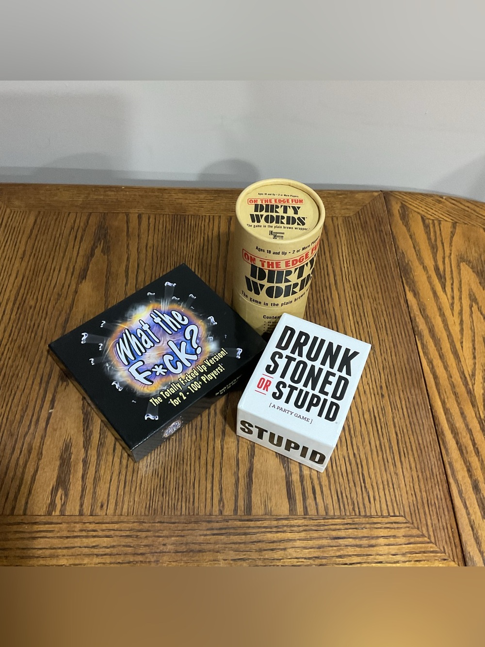 3 Party GAMES: What the F*ck? + Dirty Words Cylinder + Drunk Stoned or Stupid